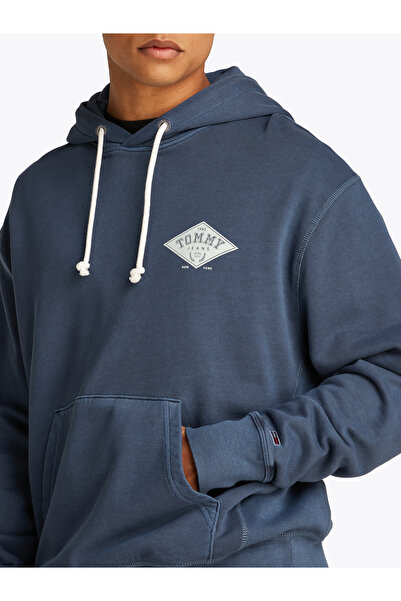 Tommy Hilfiger هودي رجالي مريح من تومي هيلفيغر بلون أزرق داكن