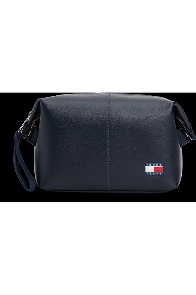 Tommy Hilfiger Men Dark Night Navy Heritage Leather Washbag