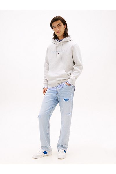 Tommy Hilfiger Male Lt Grey Htr Multi Reg Linear Logo Hoodie