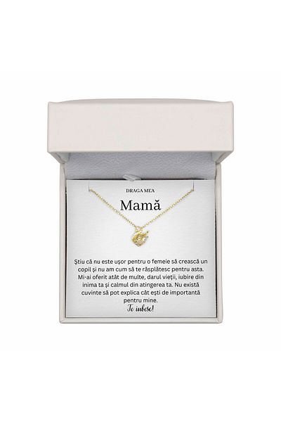 The Jewel Heart Colier Lebădă cu Zirconiu Pentru Mama – Argint 925 Placat cu Aur 14K, Cutie LED Cadou
