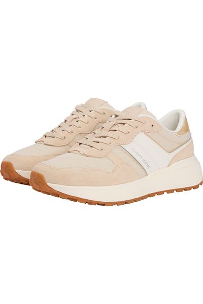 Tommy Hilfiger Women White Clay Cleated Runner Low Top Sneakers