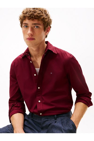 Tommy Hilfiger Tommy Hilfiger Men Deep Rouge Flex Poplin Solid Shirt