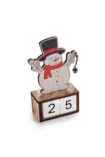 Decorer Christmas Wooden Calendar Snowman Model 9x4x14 cm