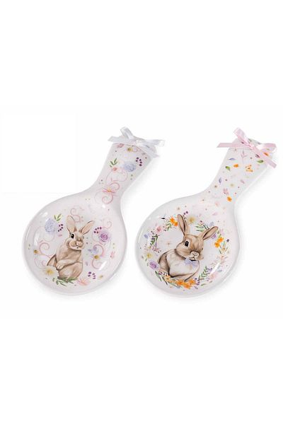 Decorer Set of 2 multi-colored ceramic pasta spoon holders 24x11.5 cm