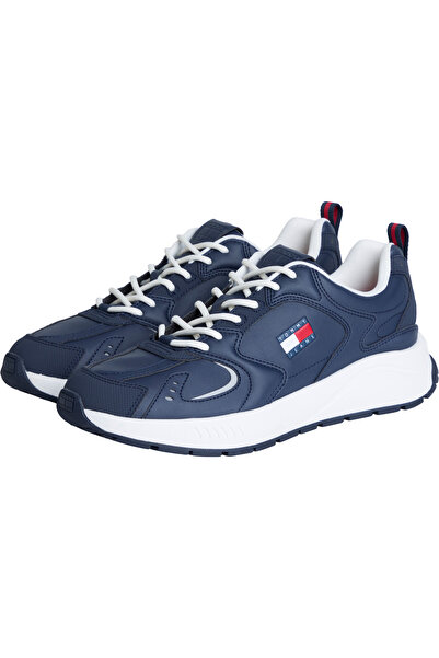 Tommy Hilfiger Men Dark Night Navy Runner Leather Low Top Sneakers