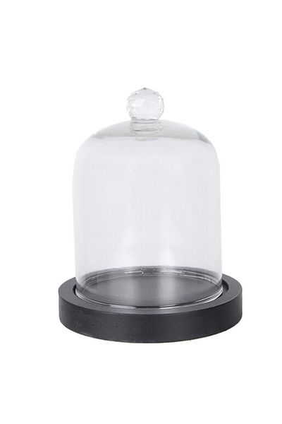 Clayre & Eef Platou decorativ din lemn cu cupolă de sticlă 10x14 cm