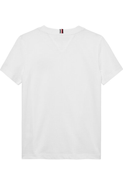 Tommy Hilfiger تي شيرت تومي هيلفيغر للأولاد بأكمام قصيرة وطبعة فارسيتي باللون الأبيض