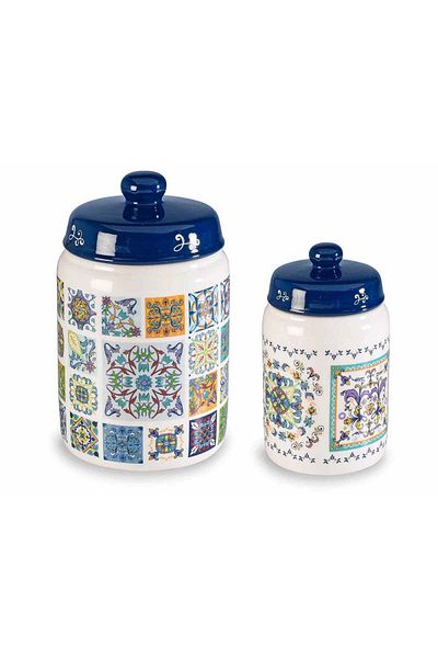 Decorer Set 2 borcane ceramice multicolore 11,5x19 cm, 8,5x14,5 cm