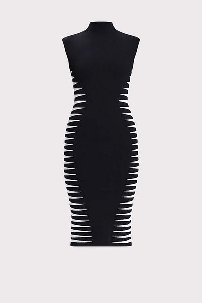 Herve Leger ROCHIE MIDI CU INTARSIA COLORBLOCK - HERVE LEGER - NEGRU, M