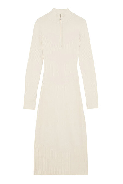 Patrizia Pepe HIGH NECK KNITWEAR DRESS - - XS/S, CREAM