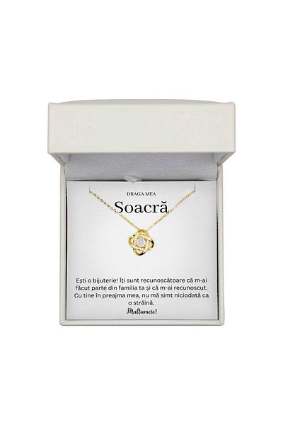 The Jewel Heart Bijuterie Elegantă Pentru Soacră – Colier Argint 925 Aurit, Ambalat În Cutie Premium Cu Lumină
