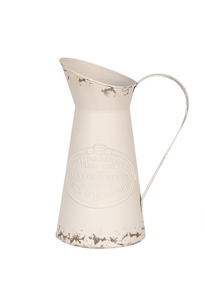 Clayre & Eef Decorative Metal Jug White Antiqued 19x14x27 cm