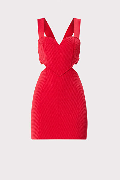 Herve Leger OTTOMAN HEART MINI DRESS - HERVE LEGER - RED, M