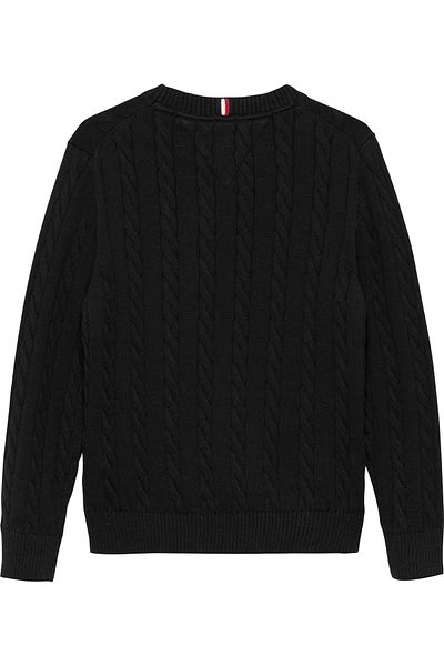 Tommy Hilfiger Boys Black Cotton Cable Sweater