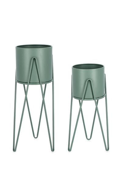 Bizzotto Set de 2 suporturi pentru flori din oțel verde Madelyn