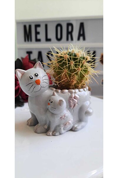 melora Mini Kedi Saksı,çiçeksiz Mini Organizer,dekoratif Kalemlik