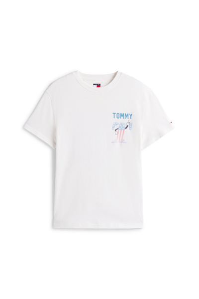 Tommy Hilfiger Tommy Hilfiger Men Ecru Regular Fit Usa Script Short Sleeve T-Shirt