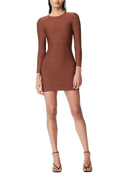 Herve Leger ROCHIE MINI CU MÂNECĂ LUNGĂ - HERVE LEGER - MARO, XS