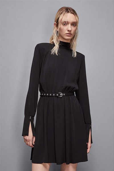 Patrizia Pepe ROCHIE MIDI CU ȘI CUREA ÎN TALIE - - 40, NEGRU