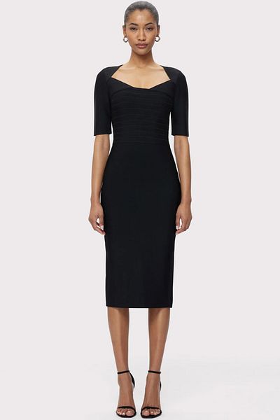 Herve Leger Rochie midi Icon Bandage Portrait - - M, Negru