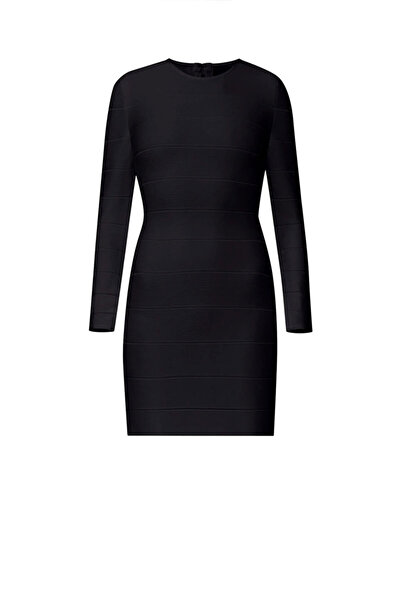 Herve Leger ROCHIE MINI CU MÂNECĂ LUNGĂ - HERVE LEGER - NEGRU, XS