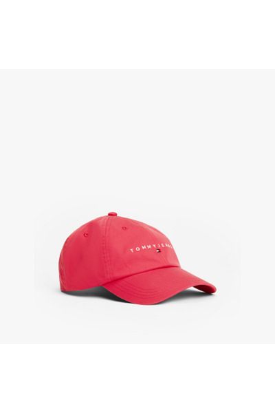 Tommy Hilfiger Women Vintage Cerise Linear Logo 6 Panel Cap