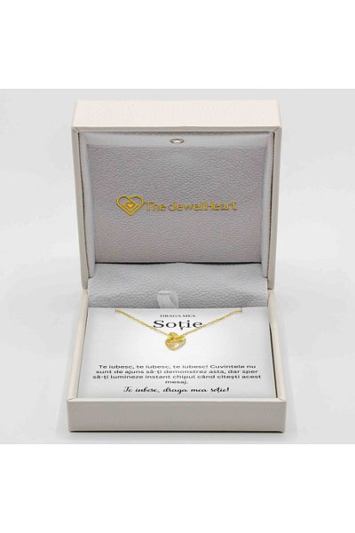 The Jewel Heart Pentru Soția Mea – Colier în Formă de Lebădă, Argint 925 Placat cu Aur 14K