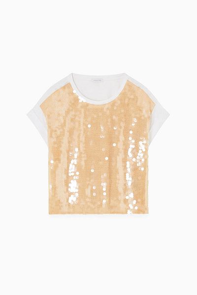 Patrizia Pepe Tricou cu paiete - - XS/s, Bej