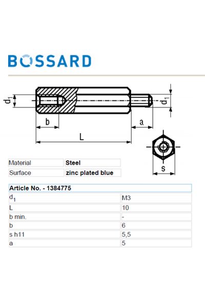 TME Brass Spacer 10mm M3 Screw / M3 Nut