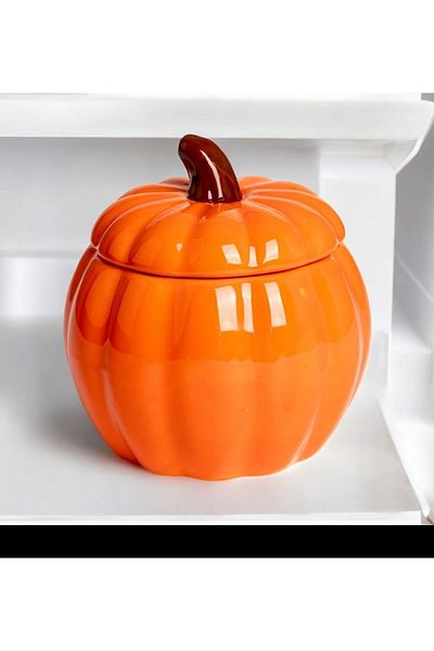 devigo Pumpkin Presentation Bowl - Pumpkin Sugar Bowl - Natural Handmade Ceramic