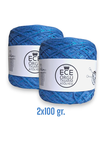 Ece Örgü Tasarım Atölyesi Μπλε χρώμα, πολυστρωματικό βαμβάκι μερσεριζέ με μπλ...