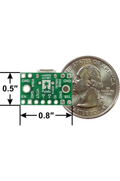 Pololu FPF1320 Power Multiplexer with Micro-B USB