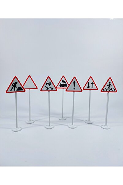 shop 1/64 Ölçek Diorama Trafik Levhaları – 7’li Mini Set -Model Sahne Aksesuarı