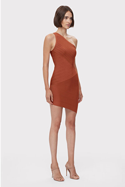 Herve Leger ICON ASYMMETRICAL MINI DRESS - - PINK, S