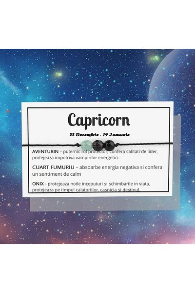 animis beauty Bratara zodia Capricorn, reglabila, din pietre naturale semipretioase, unisex