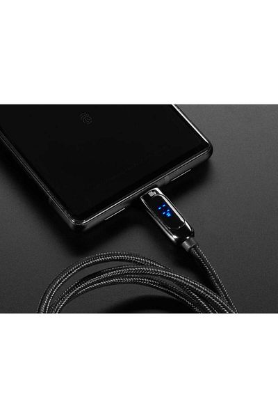 Adafruit USB C to USB C Cable with Display 100W - 2 meters, Black braided
