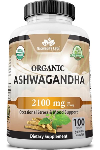 Vegans Organic Ashwagandha 2,100 mg - 100 Vegan Capsules Pure Organic Ashwagandha Powder with Black Pepper