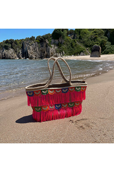 Madison Vela palm Hasır Çanta Ozel Tasarim El Yapımı