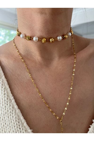Hoop jewelery Steel Pearl Choker