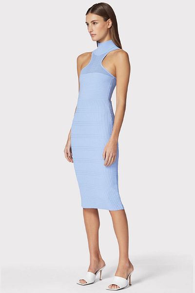 Herve Leger ROCHIE MIDI CU DUNGI OTOMANE - HERVE LEGER - ALBASTRU, XS