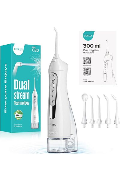 COSLUS Professional Water Flosser For Teeth Braces Gums Care, Cordless Oral Irrigador, Deep Cleaning