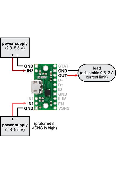 Pololu 2-channel power supply with automatic selection TPS2113A USB Micro-B