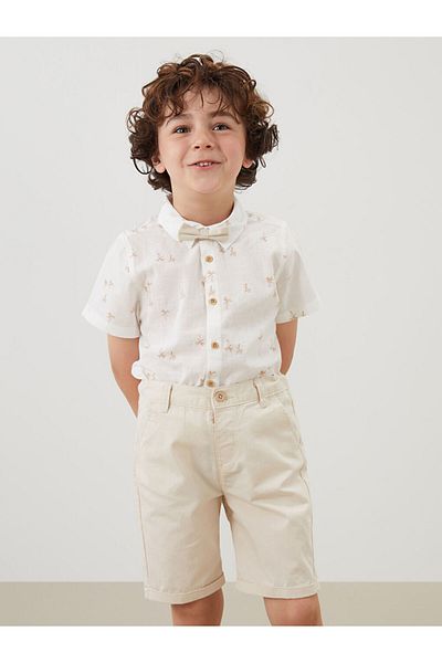 LC Waikiki Boys' Shirt and Shorts with Bow Tie 2-Piece