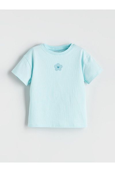 LC Waikiki Turquoise Floral Baby Girl T-Shirt and Leggings 2 Pcs