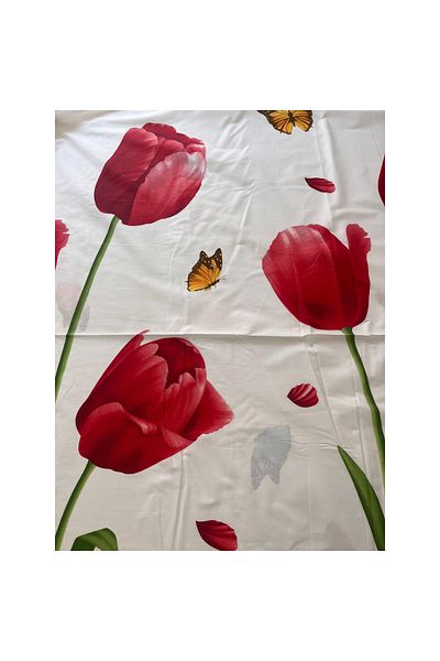 Freedom Material textil, bumbac 100% natural latime 240 cm, model lalele rosu
