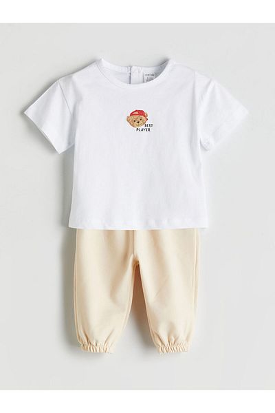 LC Waikiki Lcw Printed Baby Boy T-Shirt and Pants 2-Piece Fast Fashion