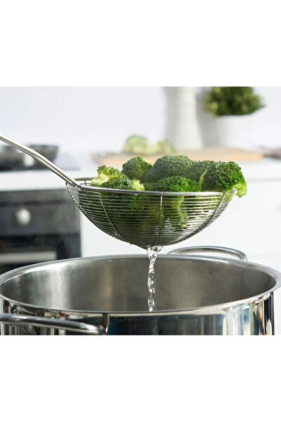 IKEA KALİTELİ Saplı Kızartma Kevgiri Uzunluk 43 Cm İkea Paslanmaz Çelik Kevgir Yağ Süzgeci Çelik Kepçe