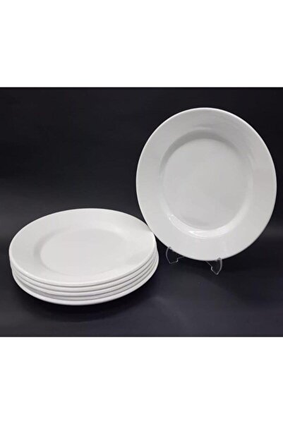Ermiya 12 Adet Beyaz Melamin Tatlı,pasta Tabağı 17cm Sığ Tabak Günlük Kullanım Için Hesaplı Kase Altı