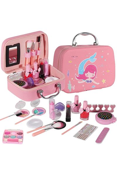 Makeup Kids Makeup Kit for Girl Real Washable Kit for Little Girls Unicorn Mermaid Girls Makeup Set with Cu