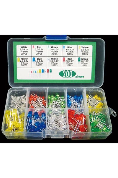 ROBOFUN LED Kit 200PCS 5 Colors F3/F5 MM in Plastic Box